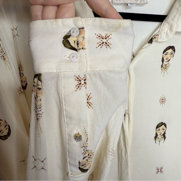 Johnny Was Schofield Button Down Shirt Faces Cream - Large - Picture 5 of 11